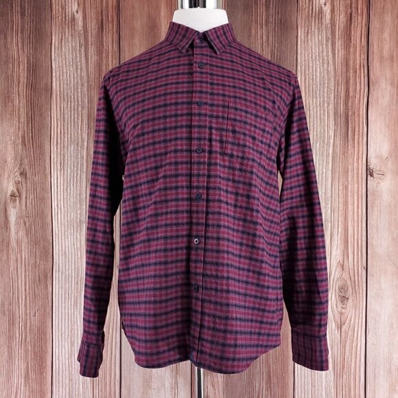 UNTUCKit Calder Mens Size XL Red Black Plaid Flannel Long Sleeve Button Up Shirt - Picture 2 of 16